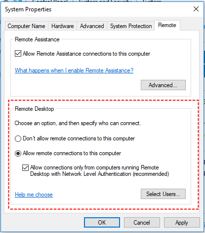 Allow Remote Connection