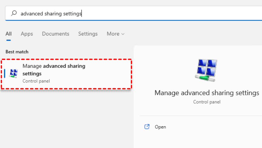 Manage Advanced Sharing Settings