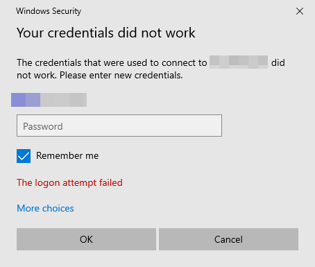 Your Credentials Did Not Work